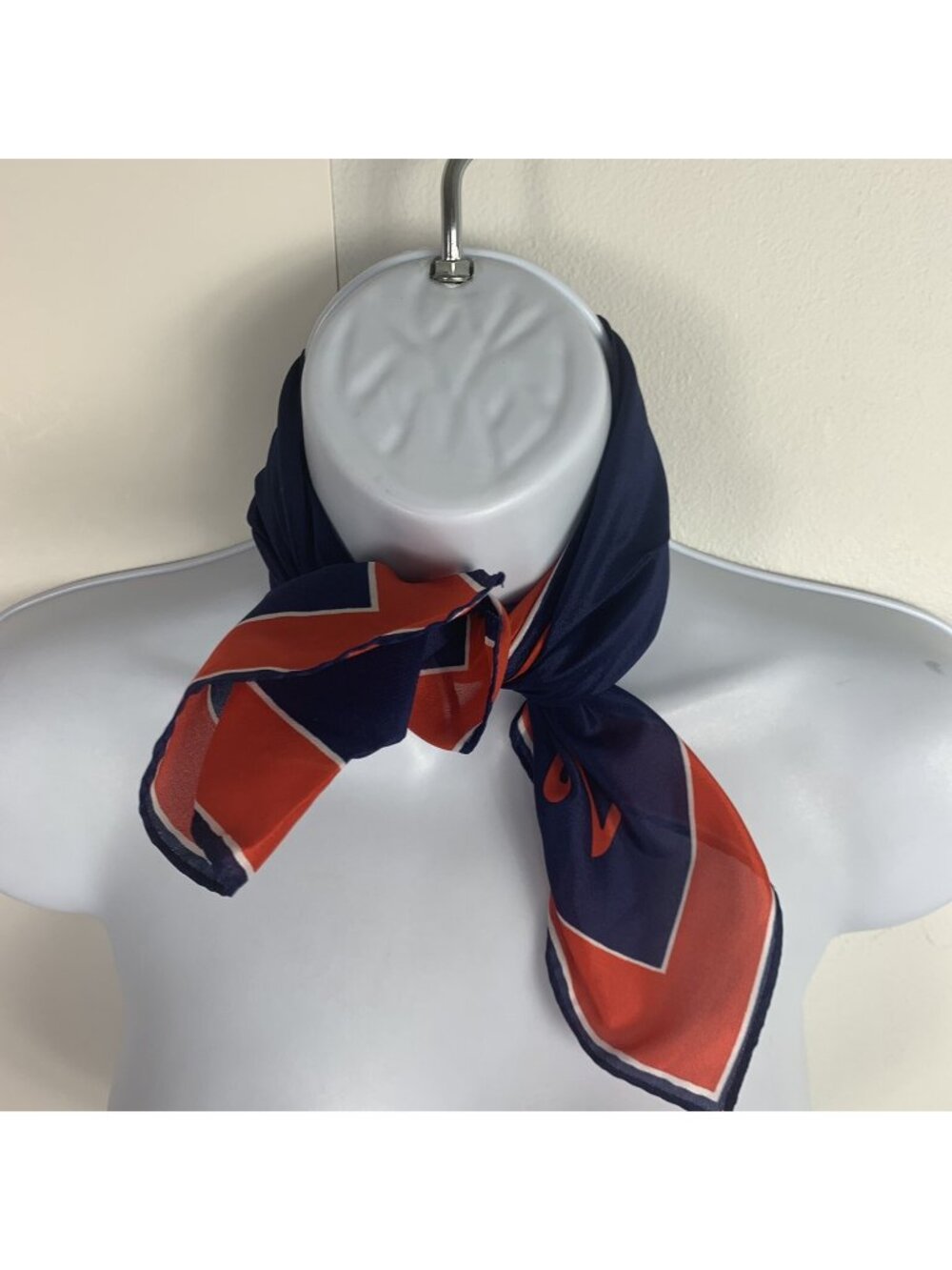 VINTAGE Baar & Beards Womens Square Scarf Red White Blue Initial D Classic